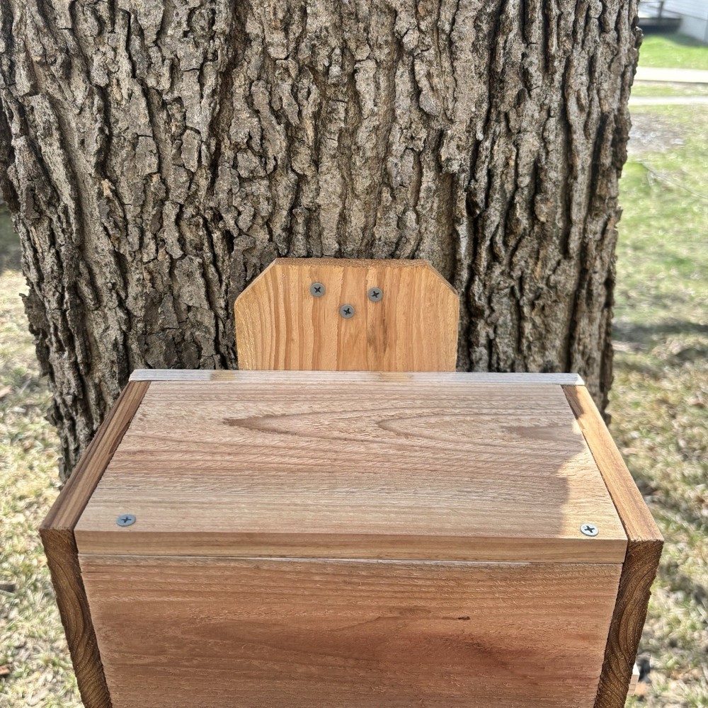 Large Solid Cedar Backyard Squirrel House Nesting Box - Wooden W Preditor Guard