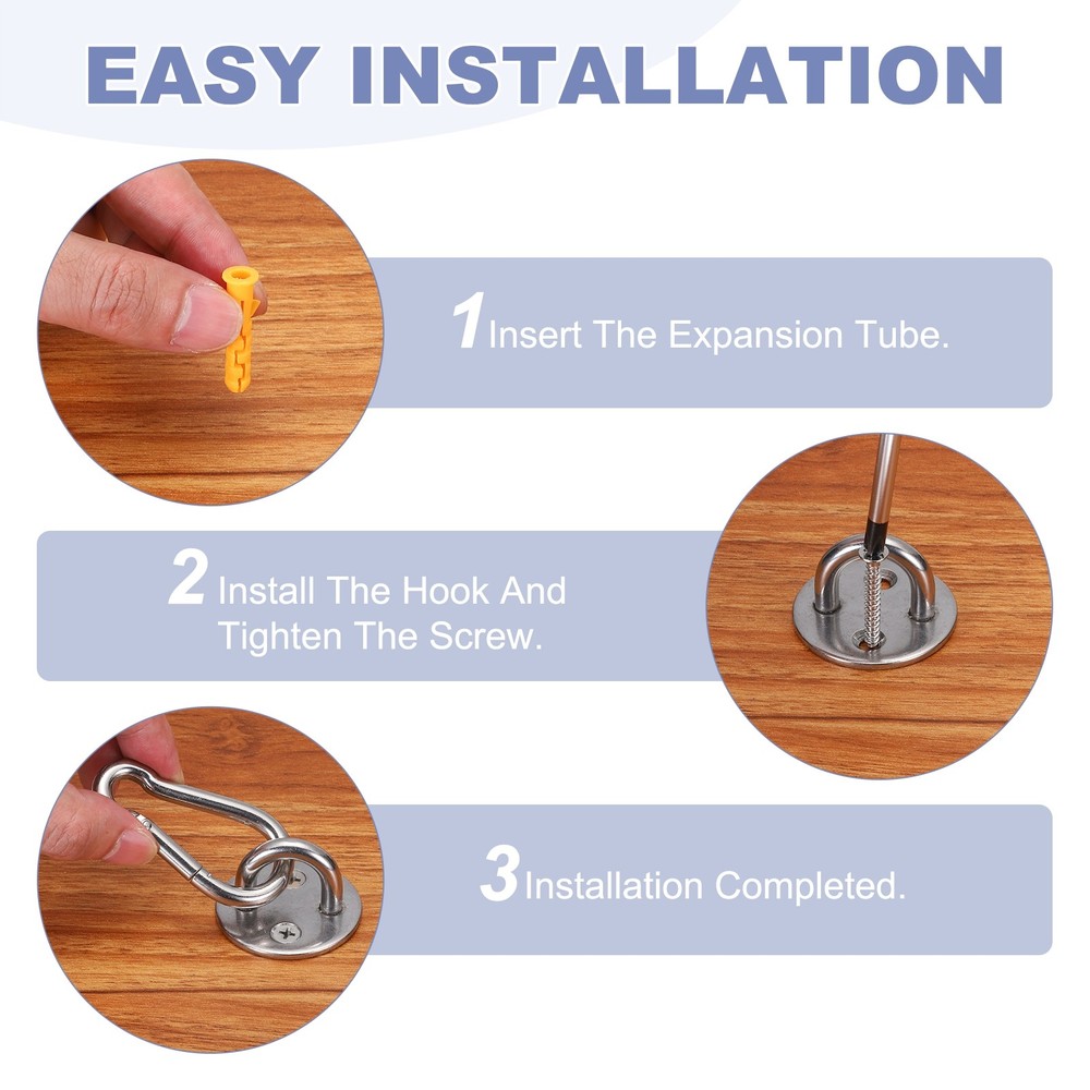 2Set M5 Eyelet Bracket Set Square Hook Plate and Hook, Silver