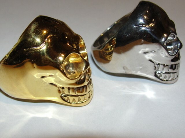 Sterling Silver Plated Brass Skull Ring