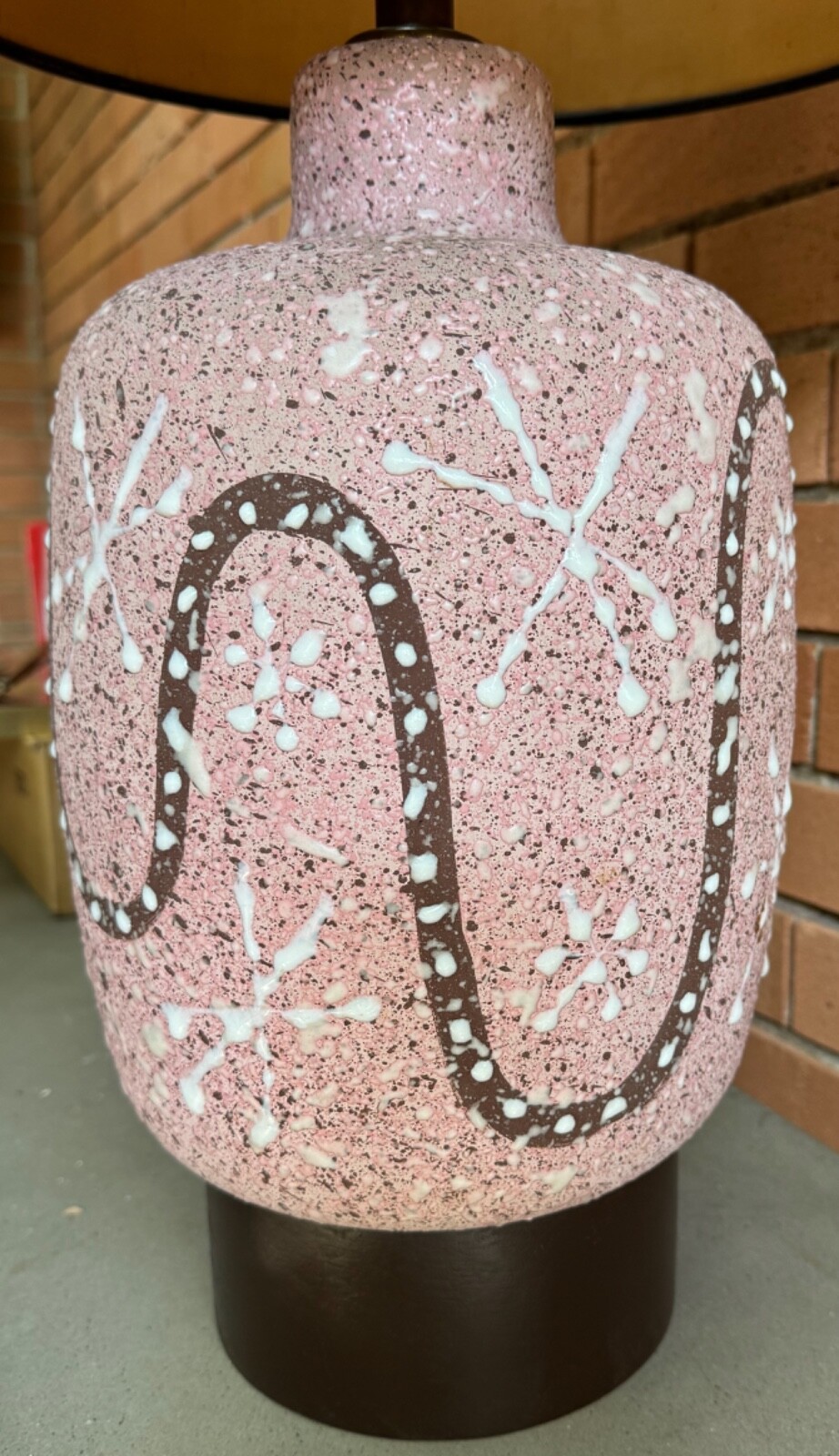 Vintage 50s Atomic Era Pottery Lamp Mid Century MCM Modern Lighting Pink Brown