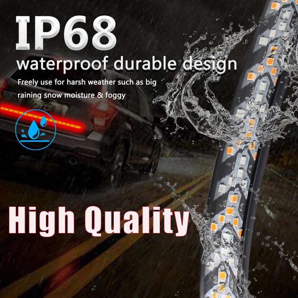 LED Tailgate Light Bar 60" Triple Row 5-Function Strip for Pickup Trailer SUV