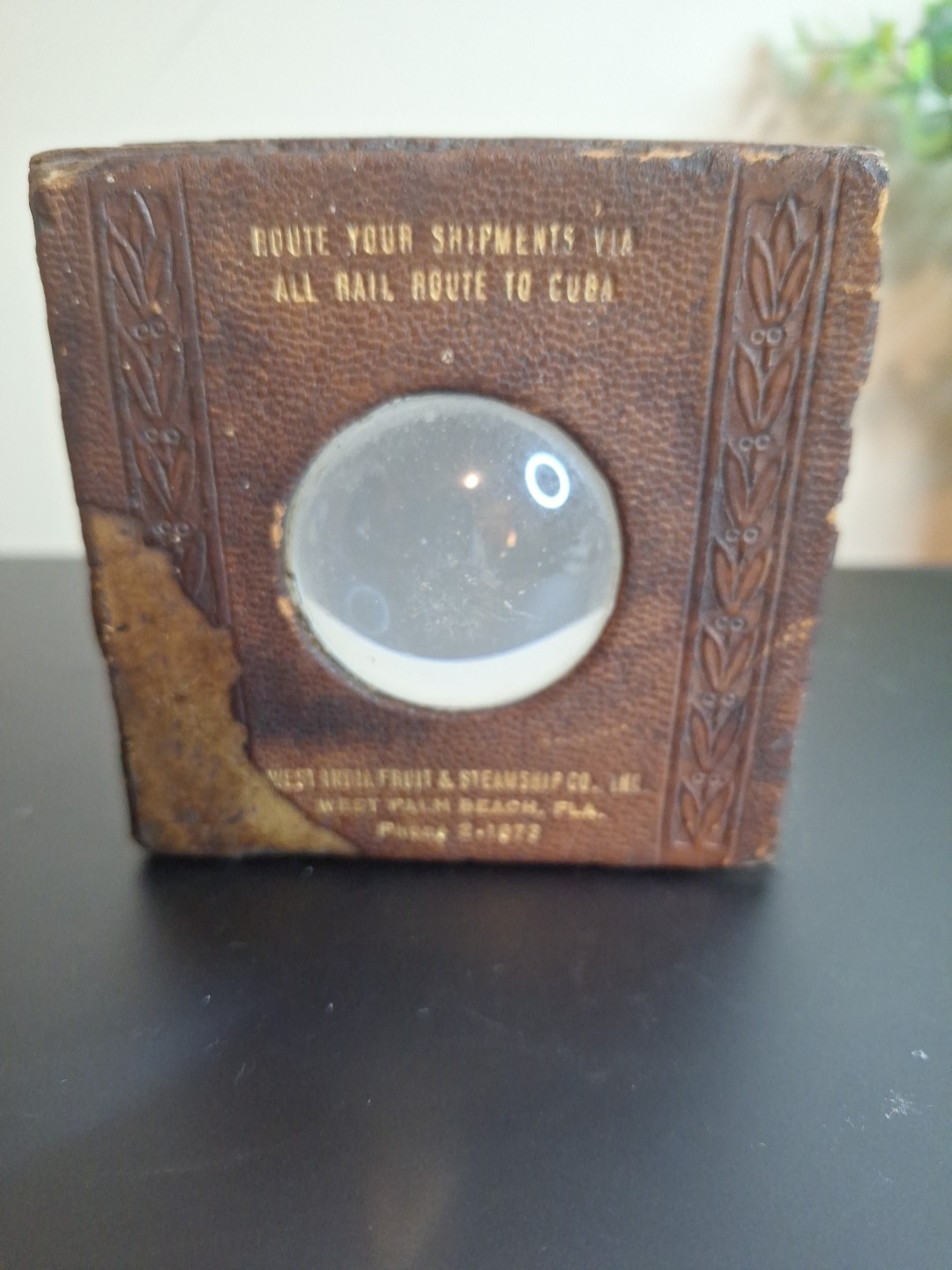 Vintage 1940's Domed Advertising Magnifying Glass Paperweight