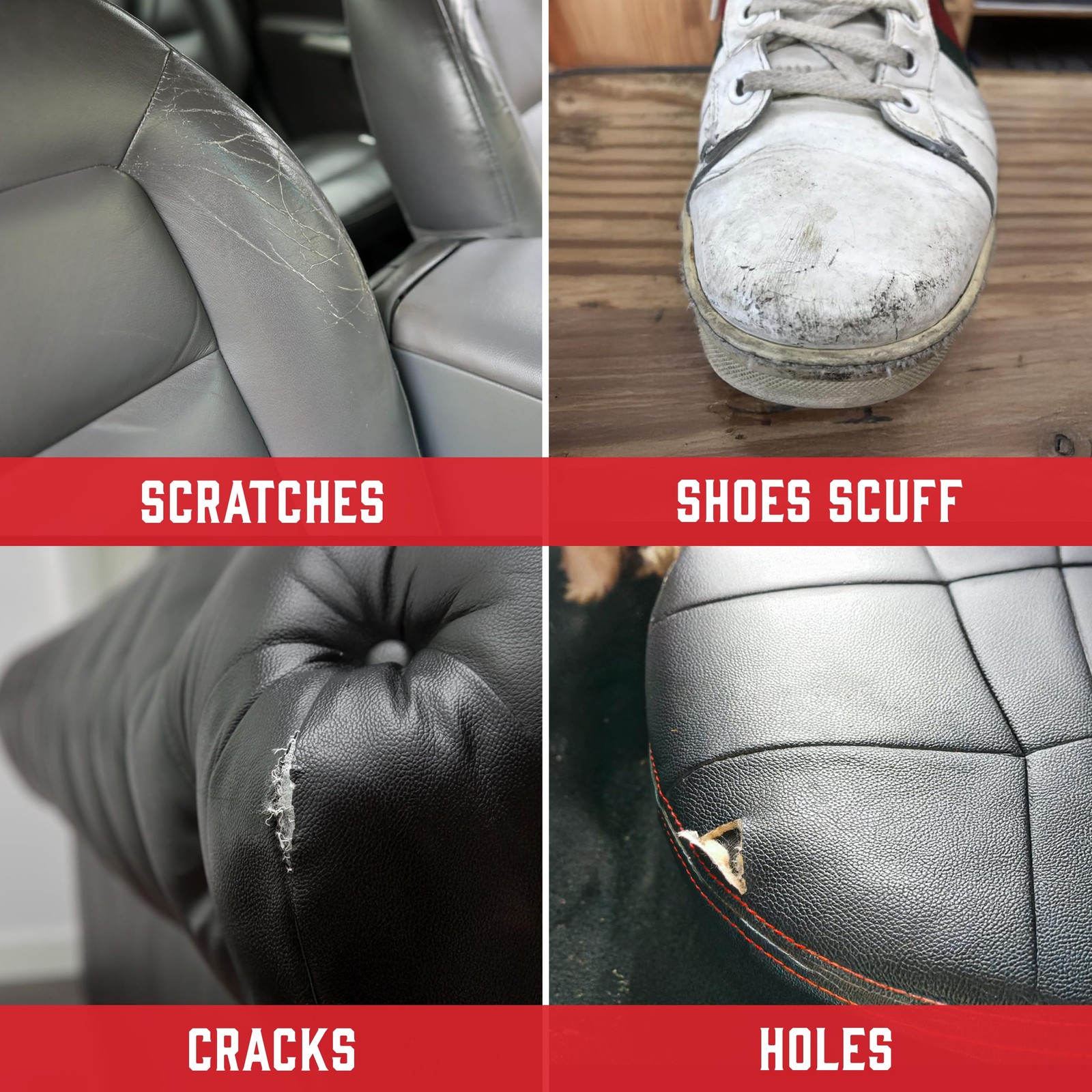 Leather Filler for Filling or Repairing Holes, Tears, Cracks, Scratches, for ...