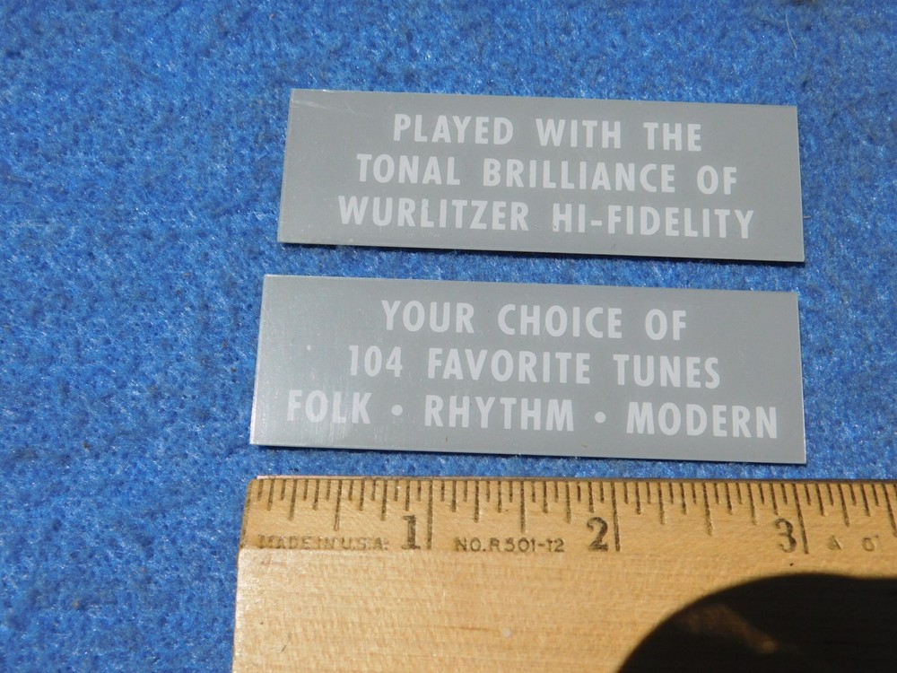 Wurlitzer 2104 Pricing and Program Holder Inserts - 2pieces