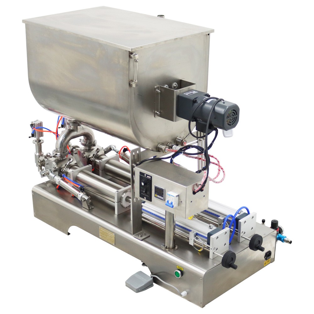 110V Paste Liquid Filling Machine 100-1000ml Heating & Stirring Hopper 80L