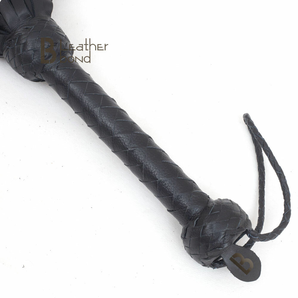 Real Genuine Cow Hide Leather Flogger 100 Falls Black Heavy Duty Thuddy whip
