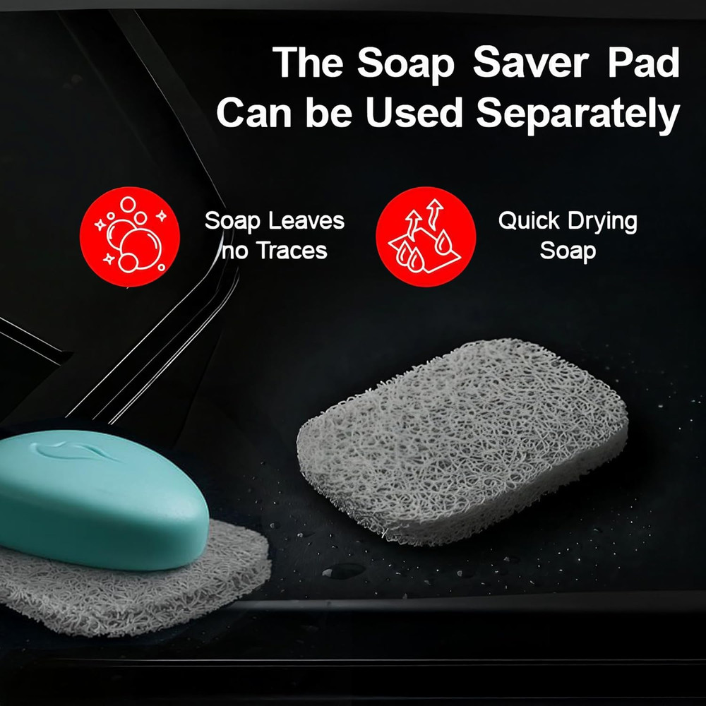 HASKO 2 Pack Shower Caddy Suction Cup with Hooks & Soap Holder, Includes 2 Soap