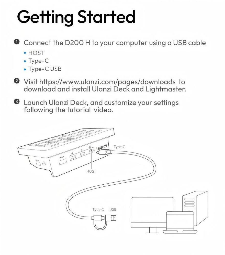 Ulanzi D200H Deck Dock Streaming Controller 7-In-1 Visual Keyboard Creative Hub
