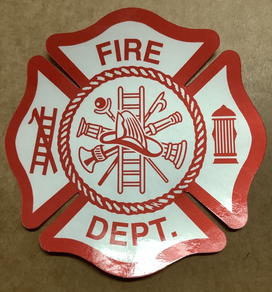 FIRE DEPT.  MALTESE CROSS  (INSIDE WINDOW) 3" DECAL