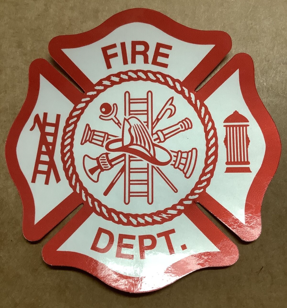FIRE DEPT. MALTESE CROSS (INSIDE WINDOW) 3" DECAL