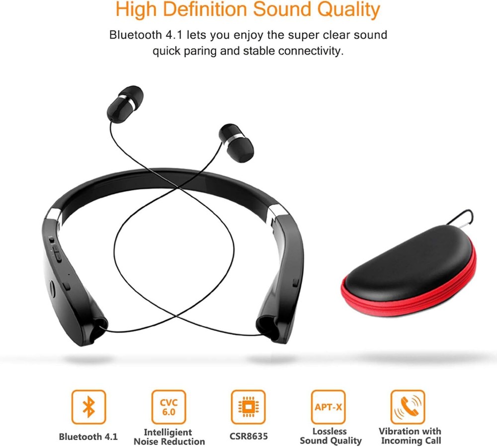 Foldable Bluetooth Headset, Beartwo Lightweight Retractable Bluetooth Headphones
