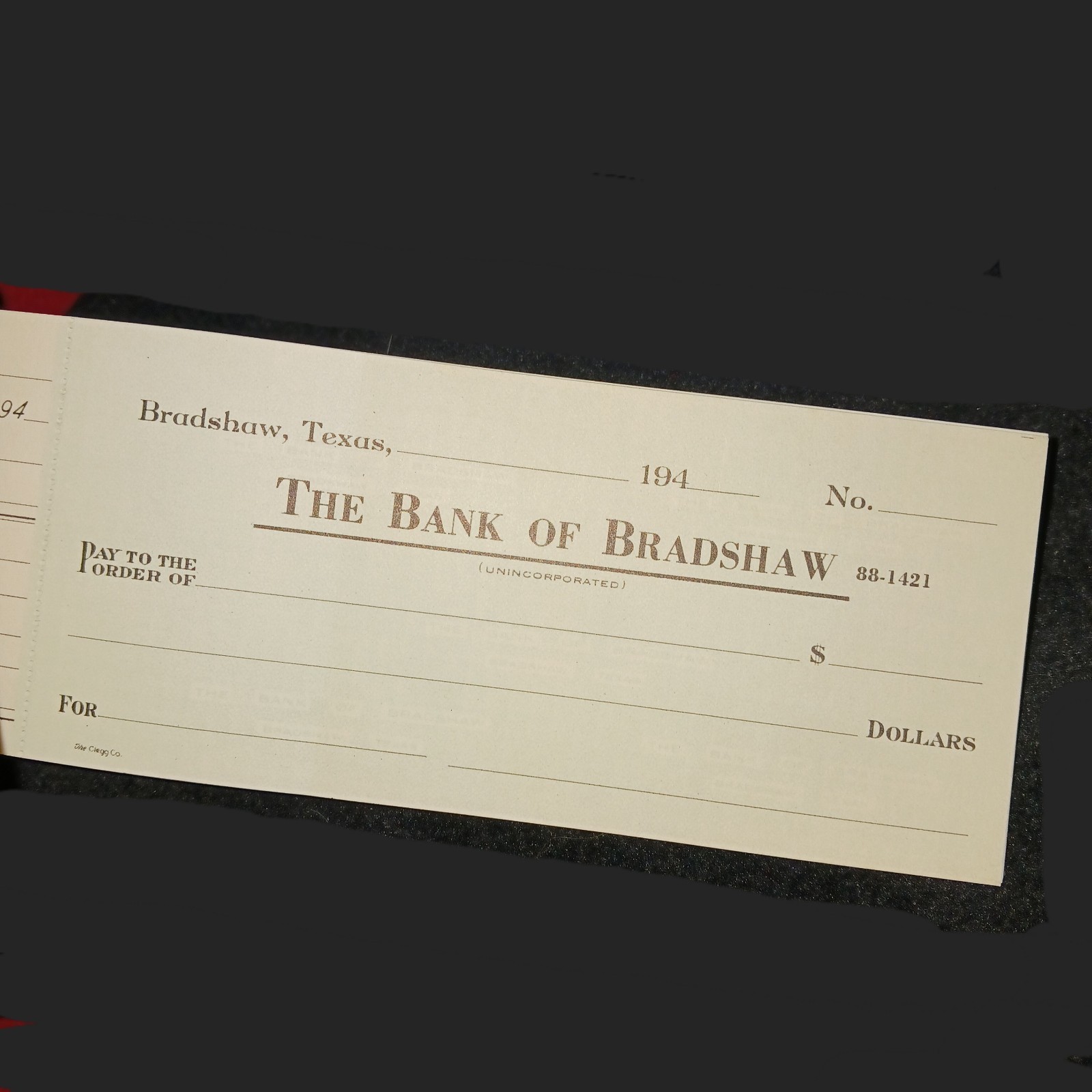 1940s Bank of Bradshaw Texas Checks Checkbook Receipts Pad Vtg Full Unused Pad