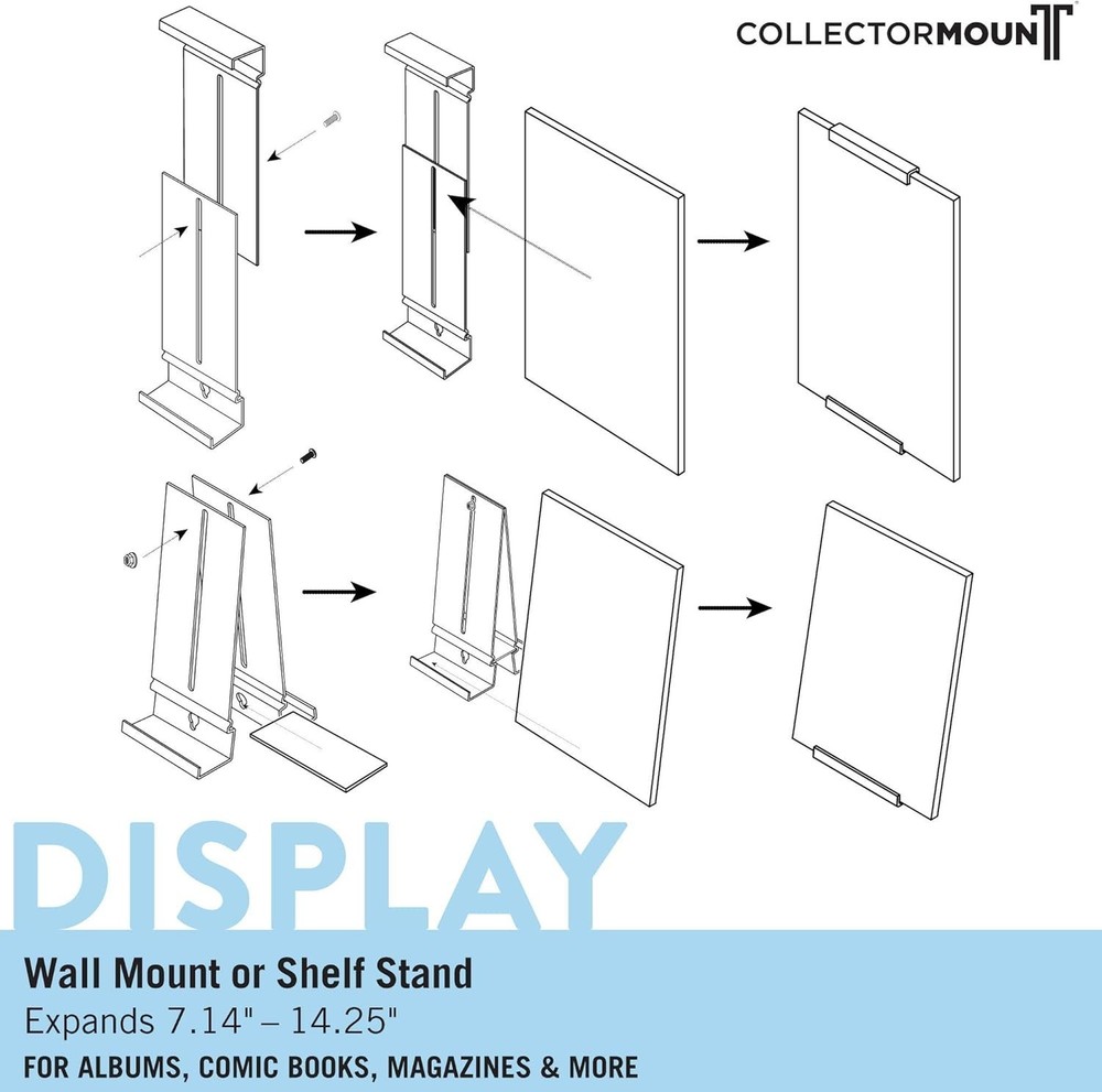 Comic Mount 3 Pack, Comic Book Shelf Stand or Wall Mount Display, Invisible a...