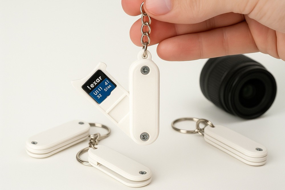 MicroSD Card Holder Keychain - Compact & Portable