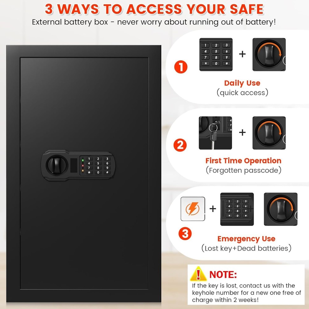 4.5 Cubic Large Fireproof Safe Box with Fireproof Document Bag, Personal Securit