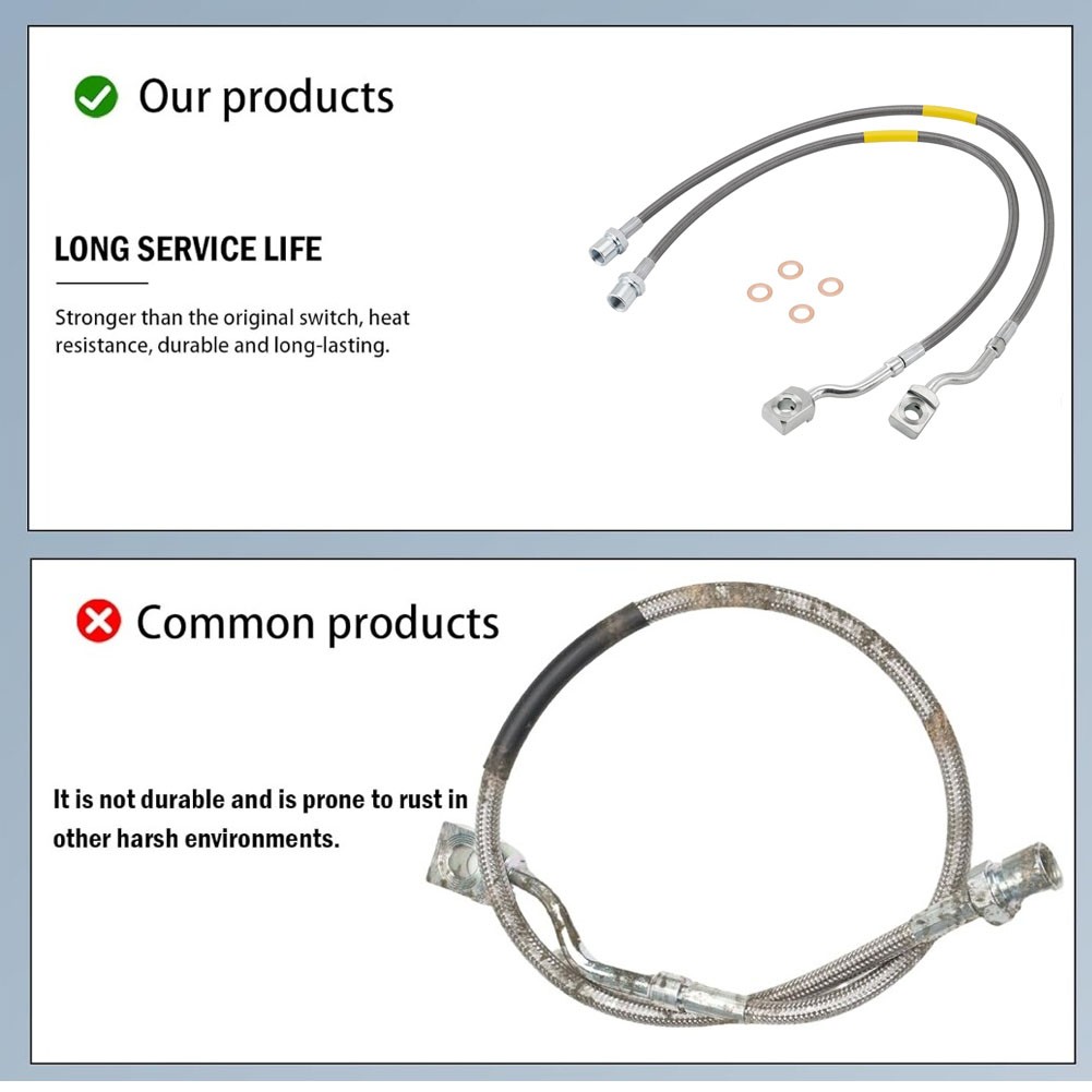 Extended Front Brake Lines 5-7.5in For 07-19 Suburban 1500 Tahoe GMC Yukon