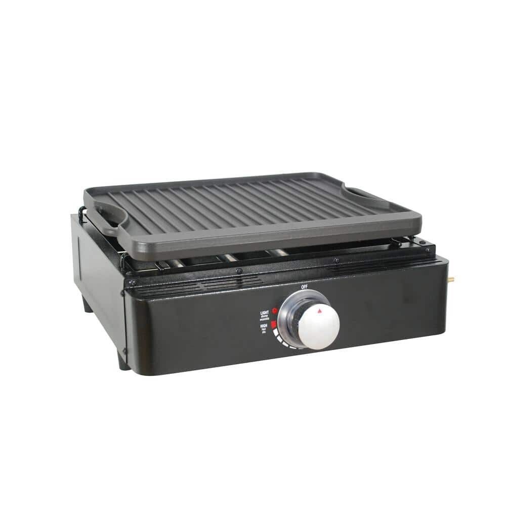 Single Burner Tabletop Propane Reversible Griddle in Black w/ 2 Griddle Surfaces
