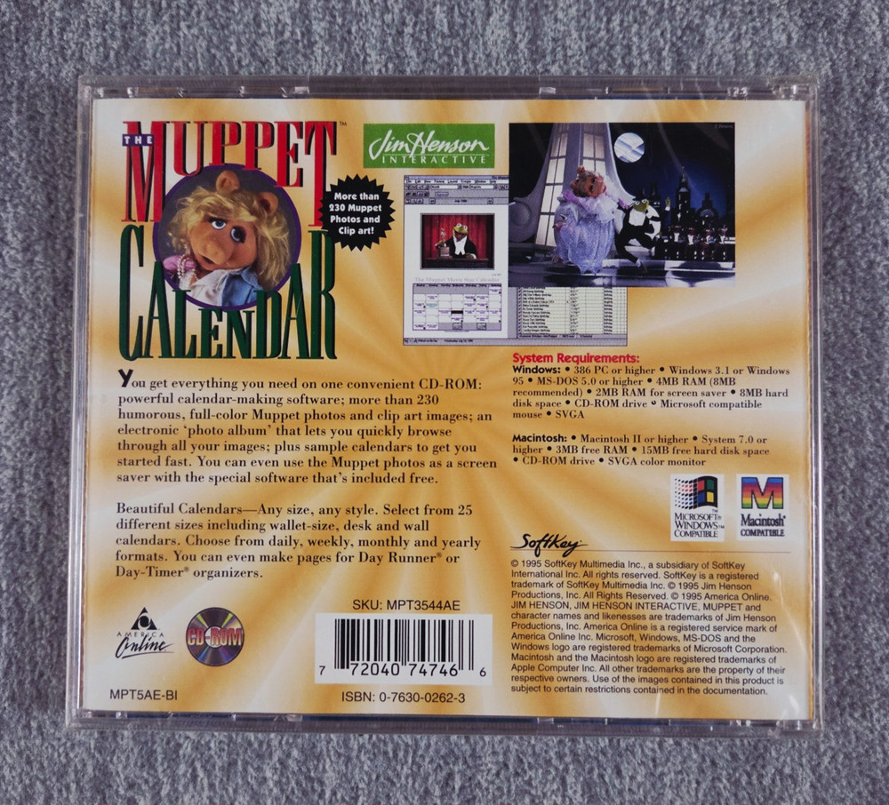 The Muppet Calendar PC Windows and or Mac Software 1995 NEW