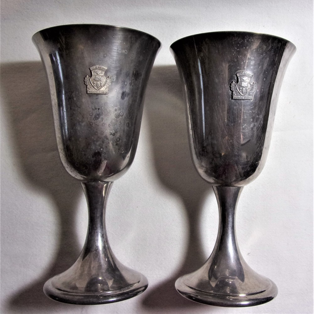 Vtg 2 Gorham Silverplate EP YC433 Footed Goblets 6.5" Tall