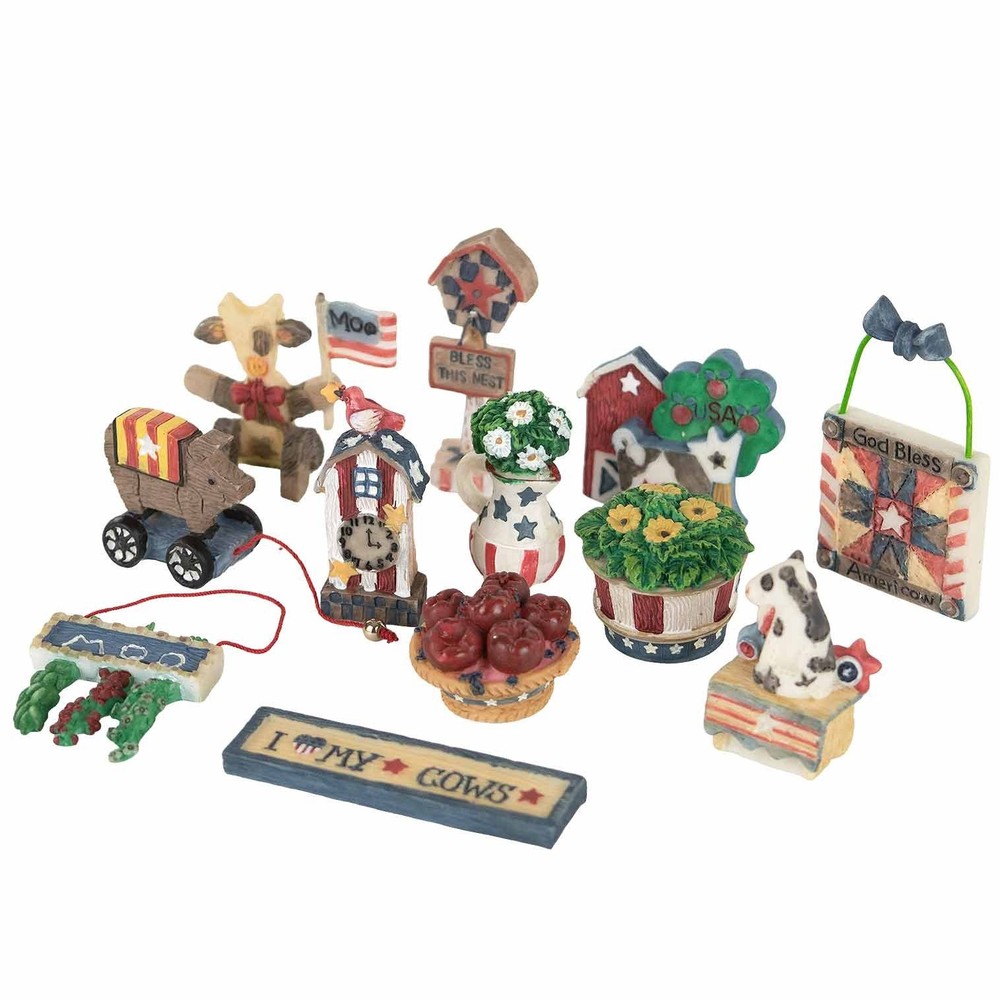 Mary's Moo Moos Ameri-Cow 12pc Mini Figurines Accessory Pack 634700 Patriotic