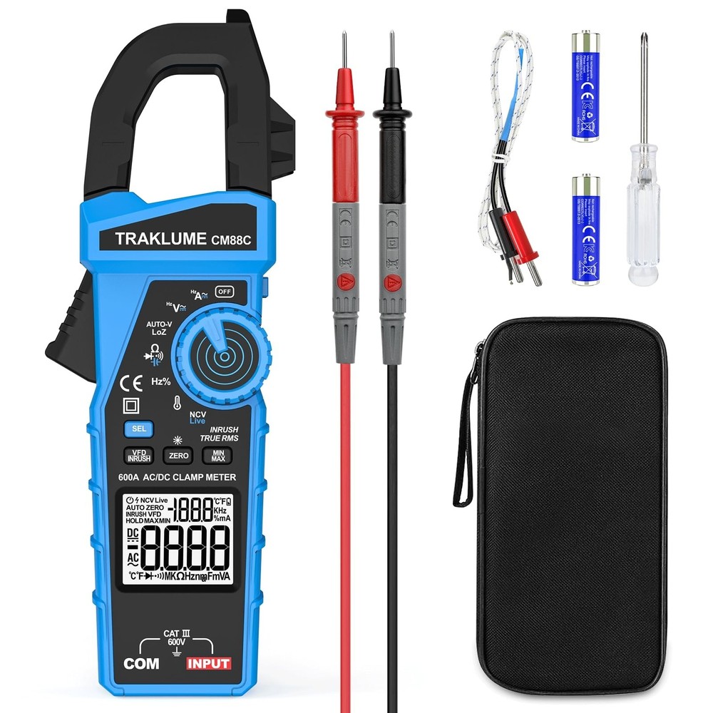 Clamp Meter Multimeter 6000 Counts Amp Meter Clamp AC/DC Current & Voltage Am...