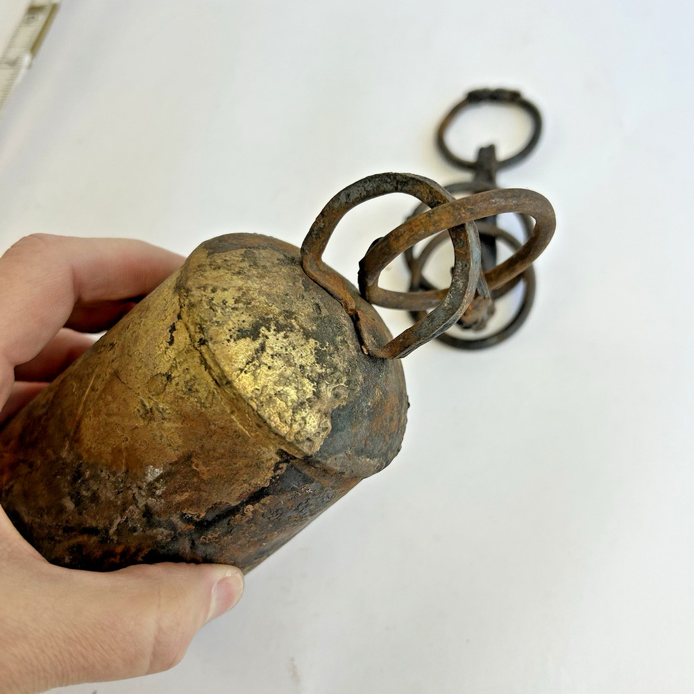Primitive Iron Rusty Bell Windchime Rustic Wall Vintage Christmas Wreath Decor