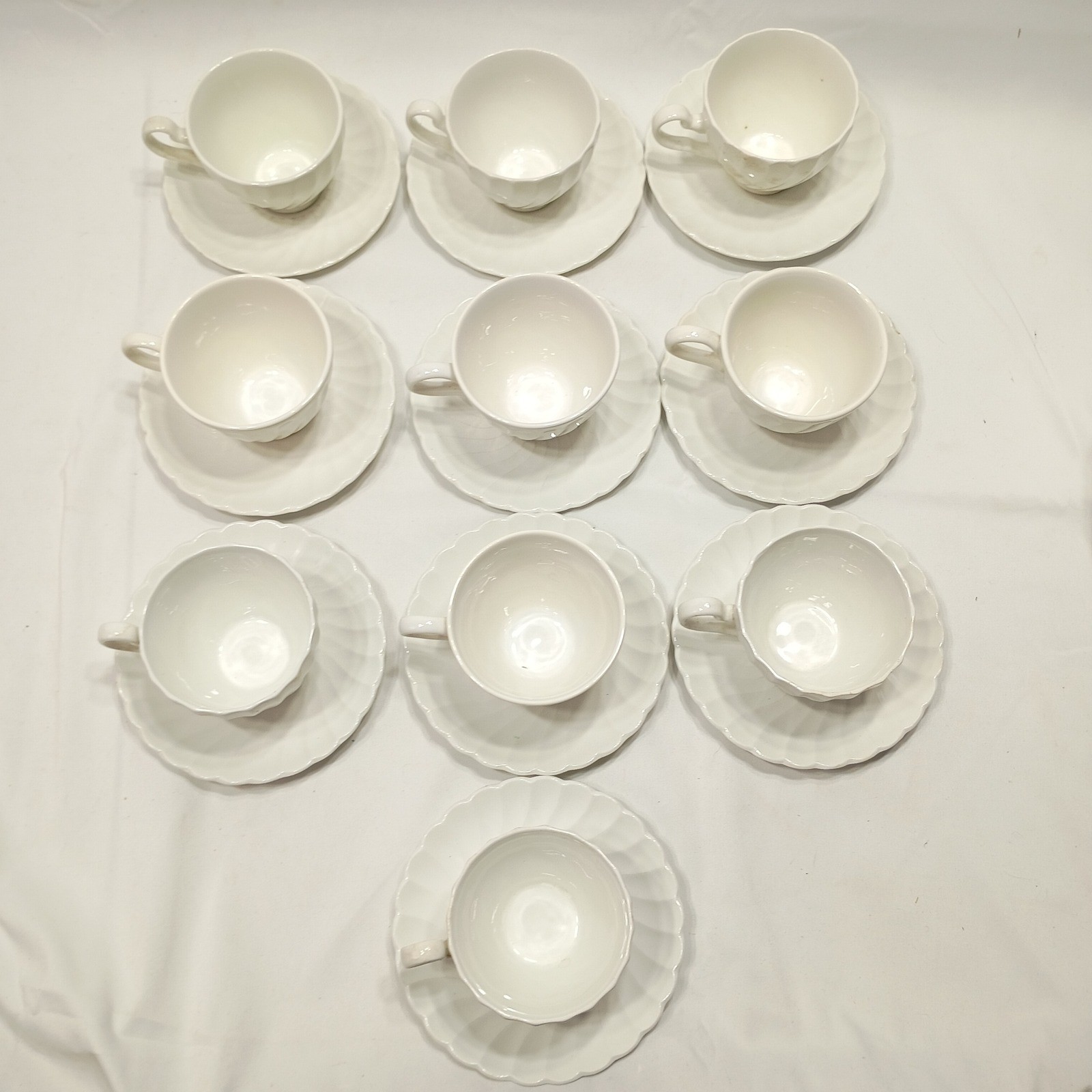 Johnson Bros Snow White Regency tea cups & saucers set of 10