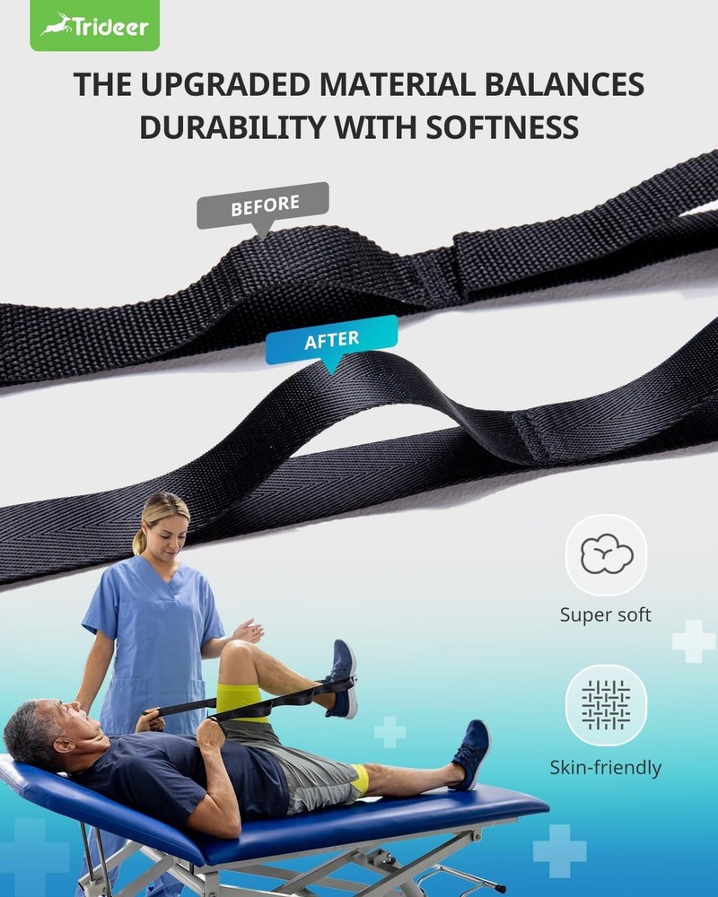 Trideer Stretching Strap with 10 Loops, Non-Elastic Yoga & Physical Therapy