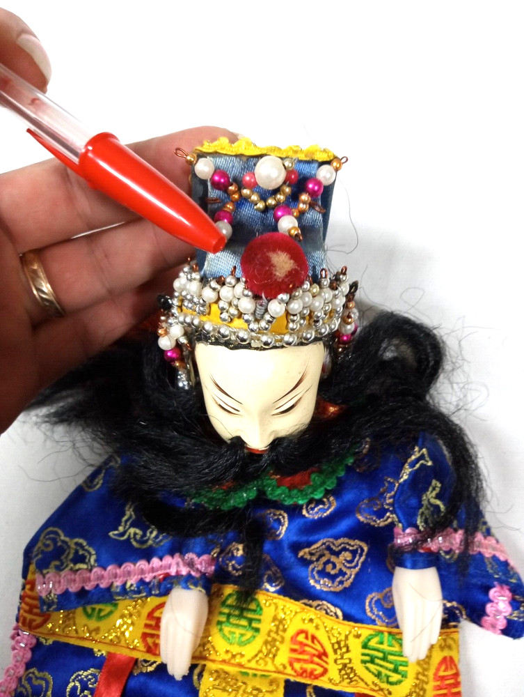 Vintage Oriental Opera/Theater 12'' Hand Puppet Warrior