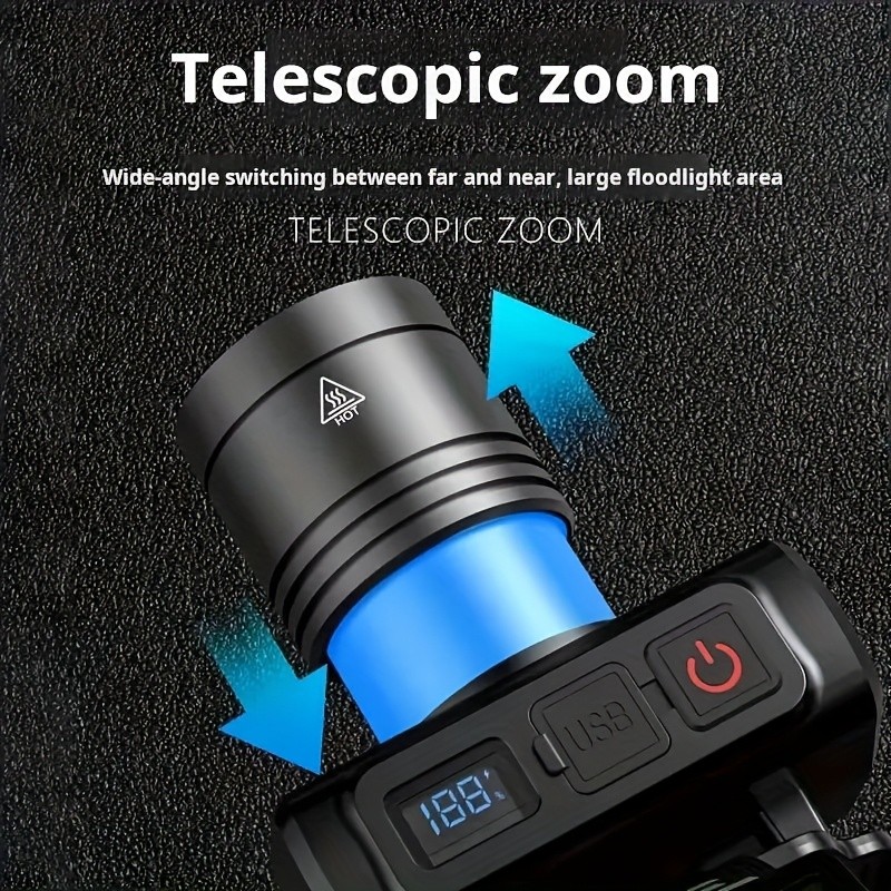 LED Headlamp USB Rechargeable Flashlight Waterproof Head Lamp Torch Camping