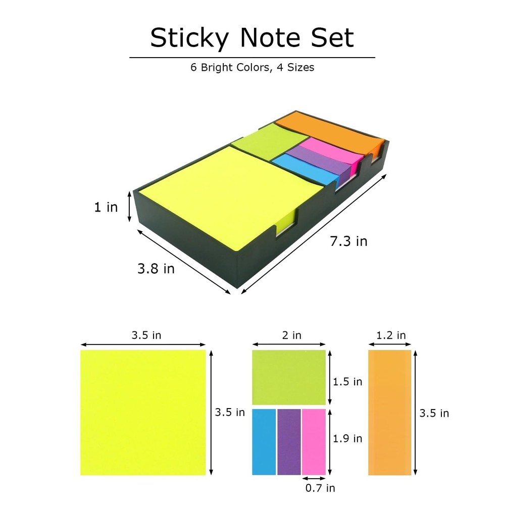 Sticky Notes and Index Flags Bundle Set,Neon Assorted,Self-Stick Notes,3.5x3....