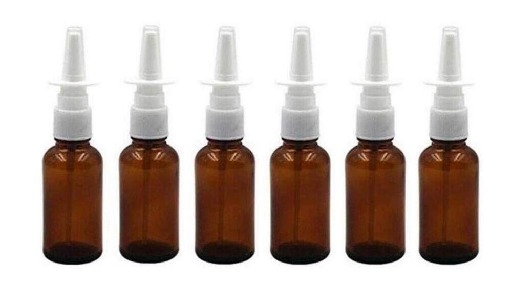 6PCS 30ml Amber Glass Nasal Sprayer Empty Bottle Refillable