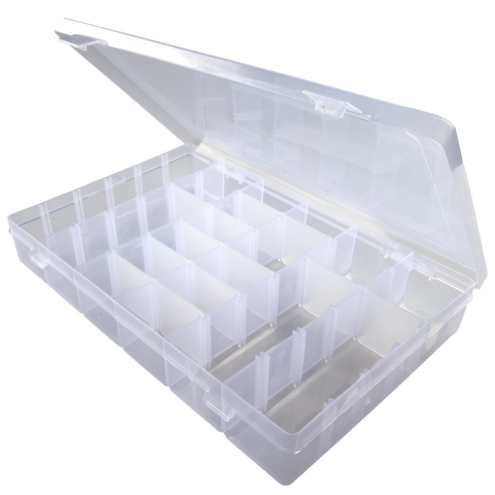 Embroidery Floss & Thread Organizer Box - Clear White Plastic - 17 Compartments