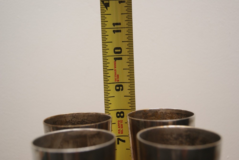 Vintage Godinger 8" Heavy Silver Plated & Brass Flute Goblets, India, Set of 4