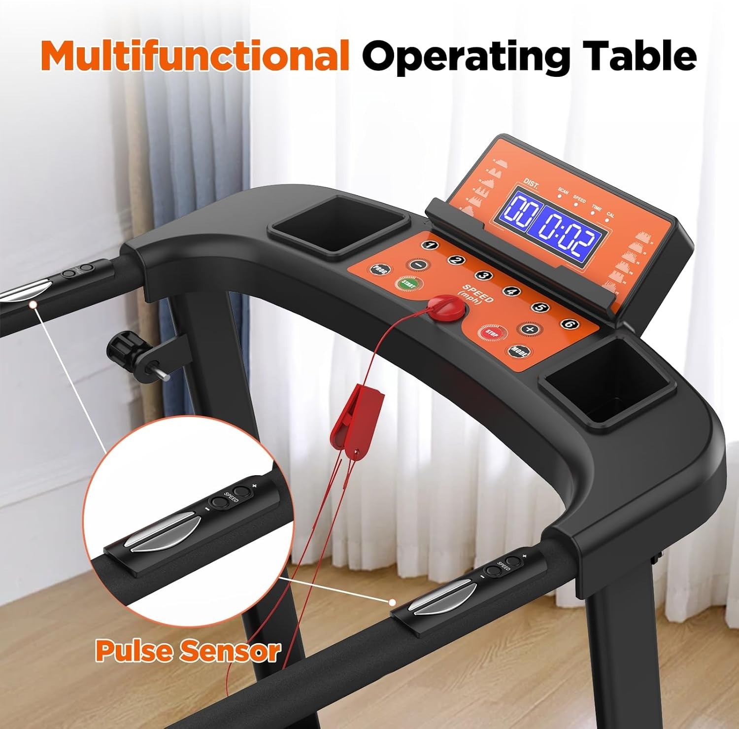 Walking Treadmills for Home Seniors with Extended Handrails for Recovery Fitness