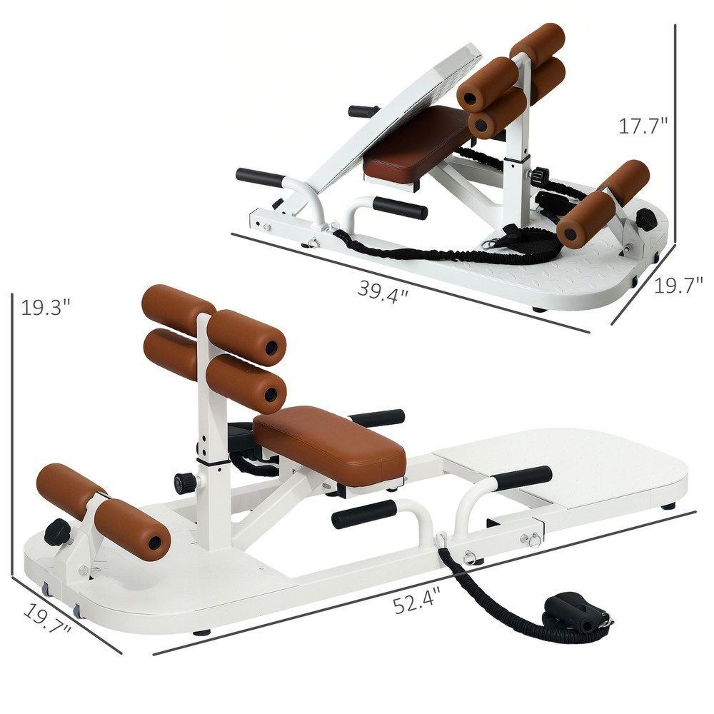 Soozier Sissy Squat Machine Hip Thrust Machine with Push Up Stand, White