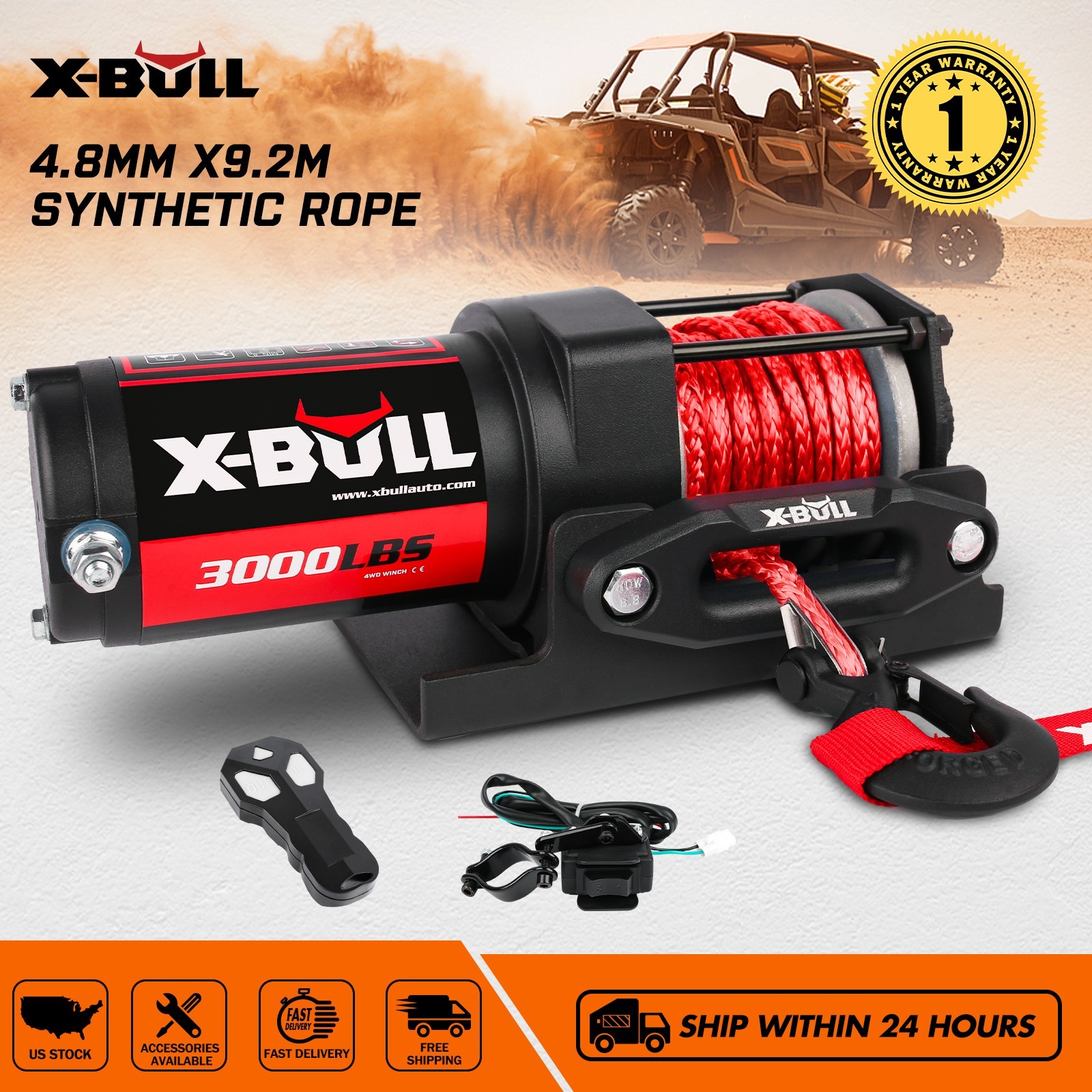 X-BULL Electric Winch 12V 3000LBS 4500LBS 6000LBS Wireless Remote ATV UTV 4WD