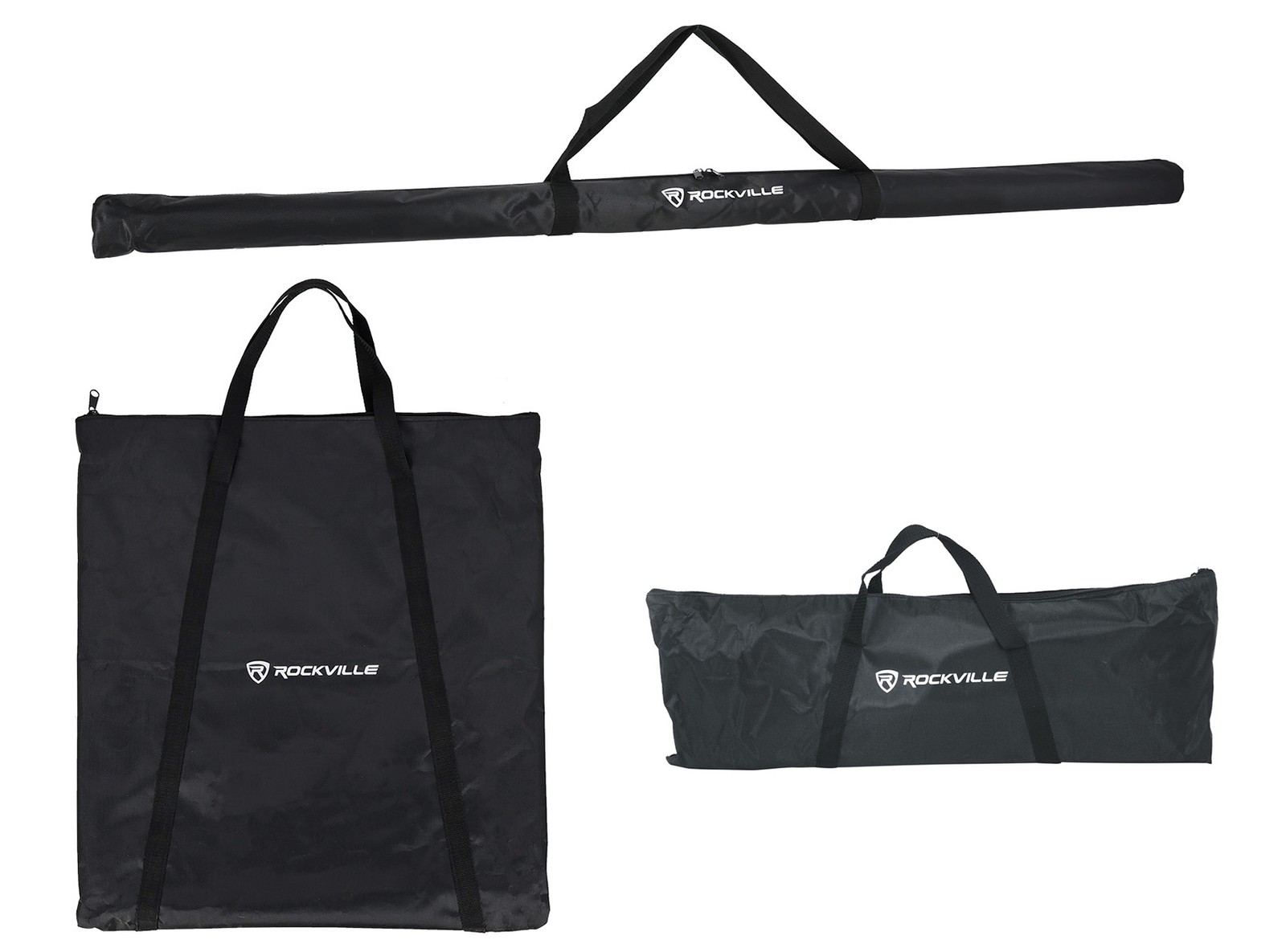 Rockville RLF4 BLACK 10 Foot Solid Base T-Bar Lighting/Projector DJ Stand + Bags