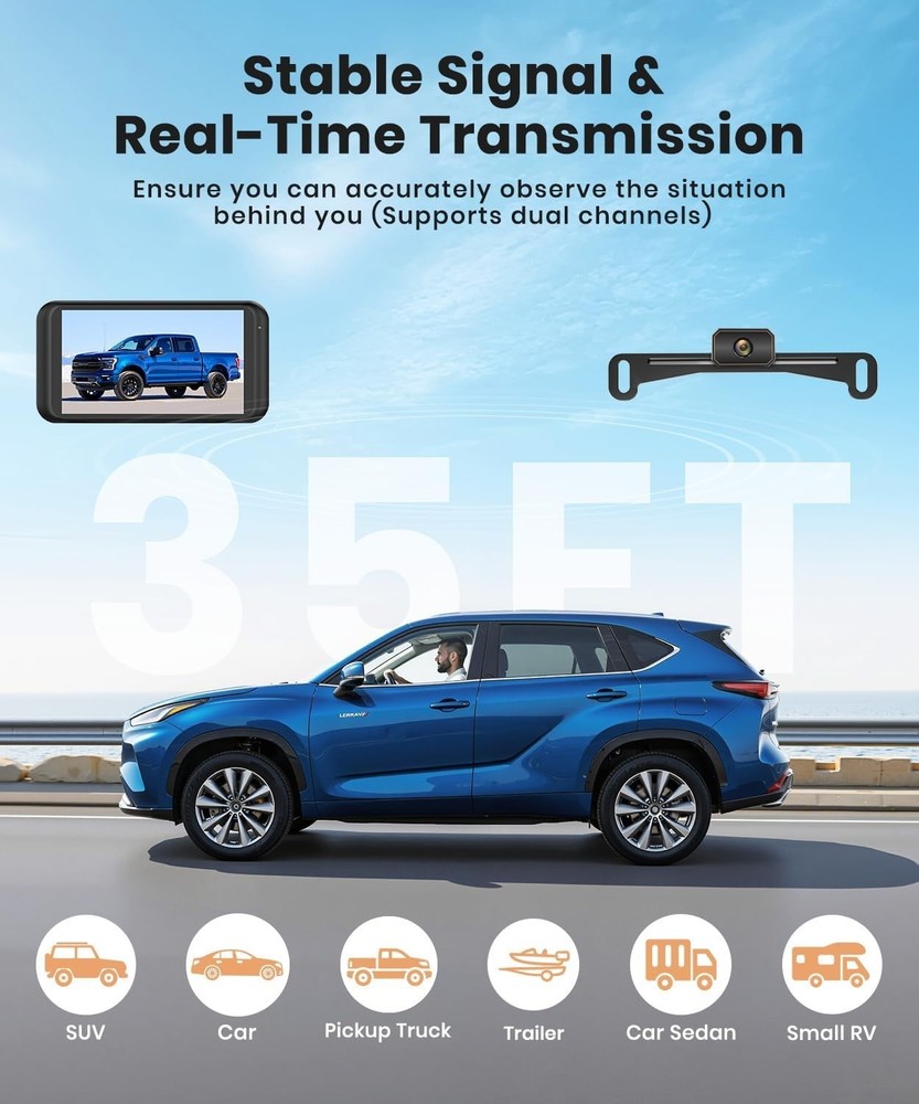 Stable Wireless Signal Back Up Camera, Night Vision
