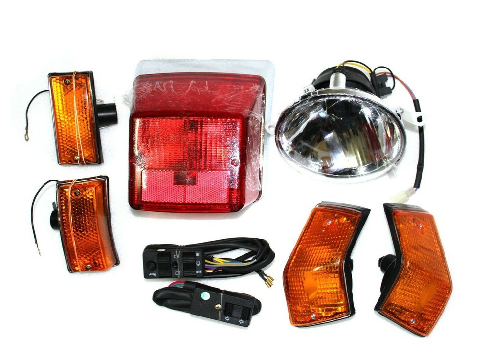 Vespa Px Lml Head Light, Tail Light & 4 Blinker Indicator Orange Set With Switch