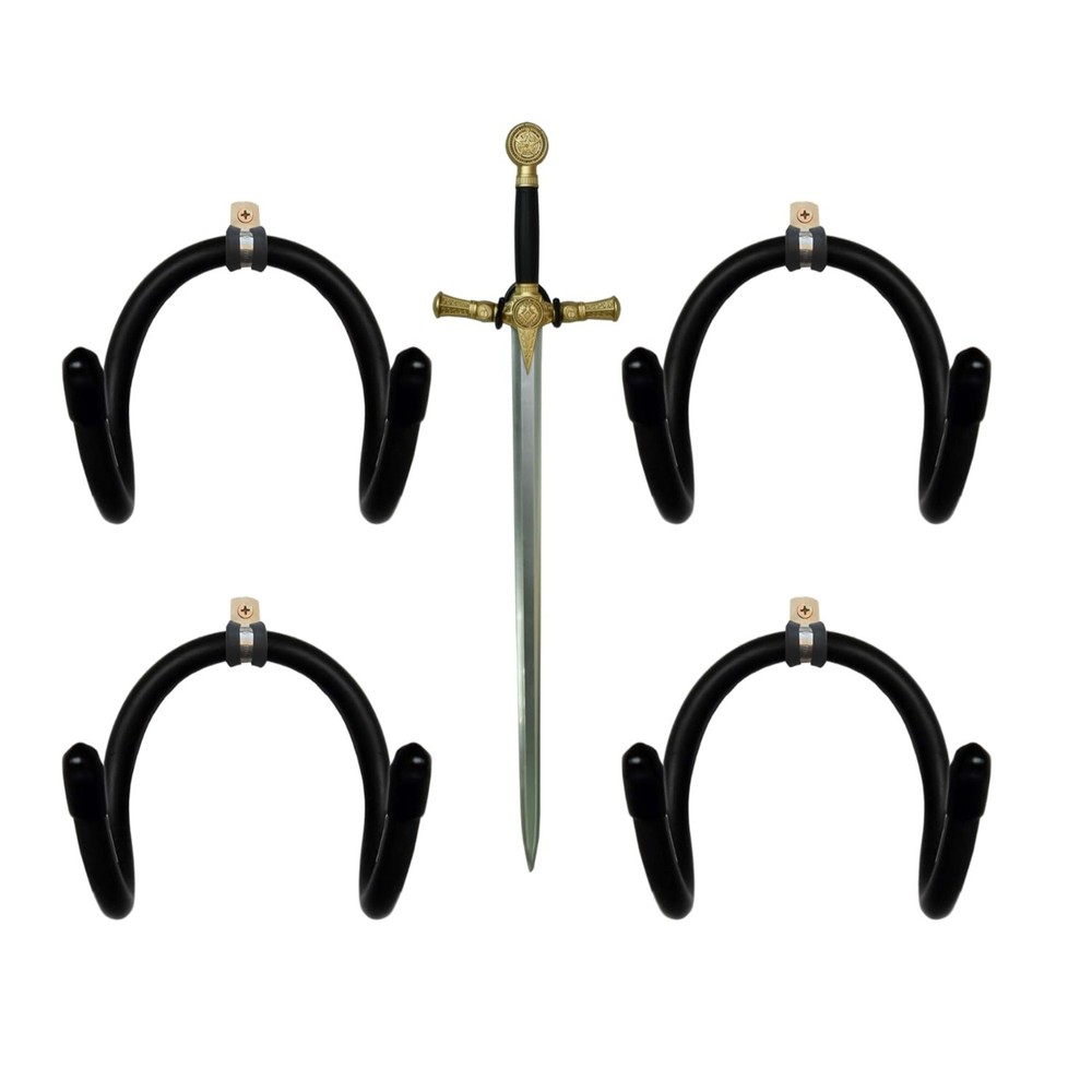 Adjustable Wall Mount Sword Display Rack for Swords, Daggers & Axes - 4/Pk