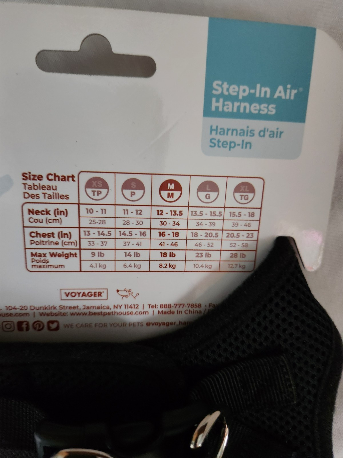 New with tags Voyager Step In Air Air Mesh Harness Black Size Medium