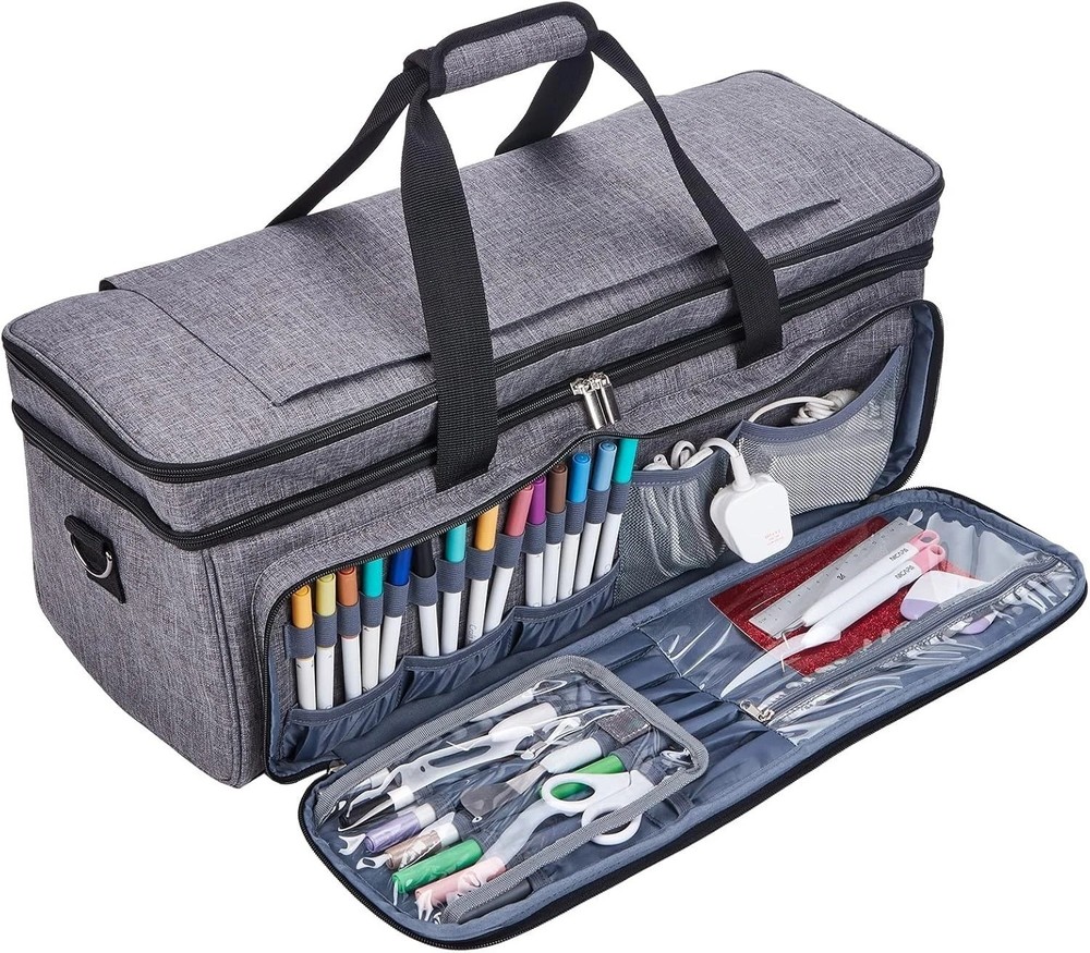 Double Layer Carrying Case with Mat Pocket for Cricut Maker 4, Explore 4, Mul...