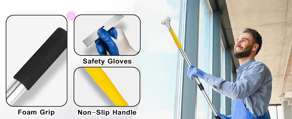 Scraper Tool Adjustable Floor Scraper Long Handle Heavy Duty Paint