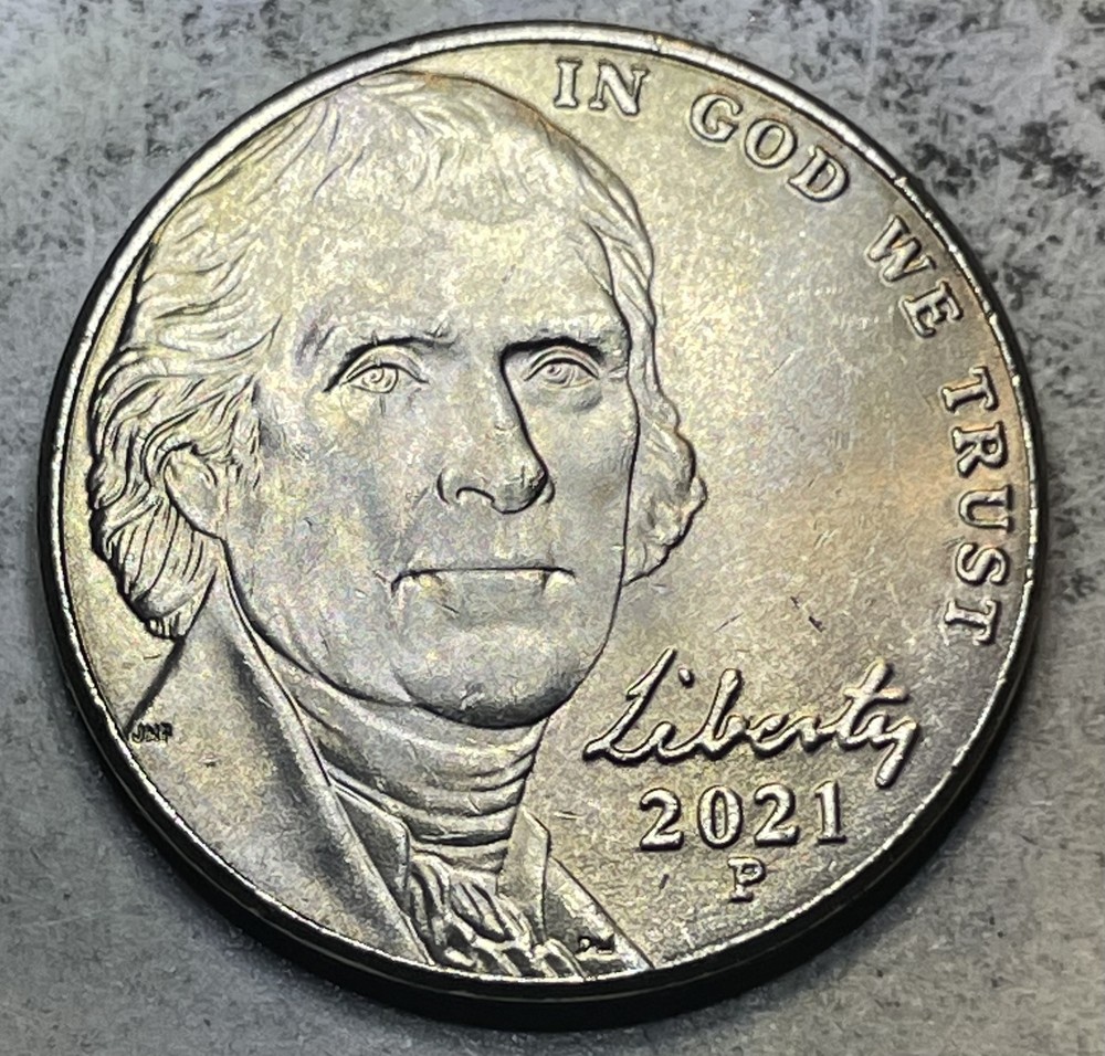2021 P Jefferson Nickelwith Multiple Reverse Die Chips(#77427)