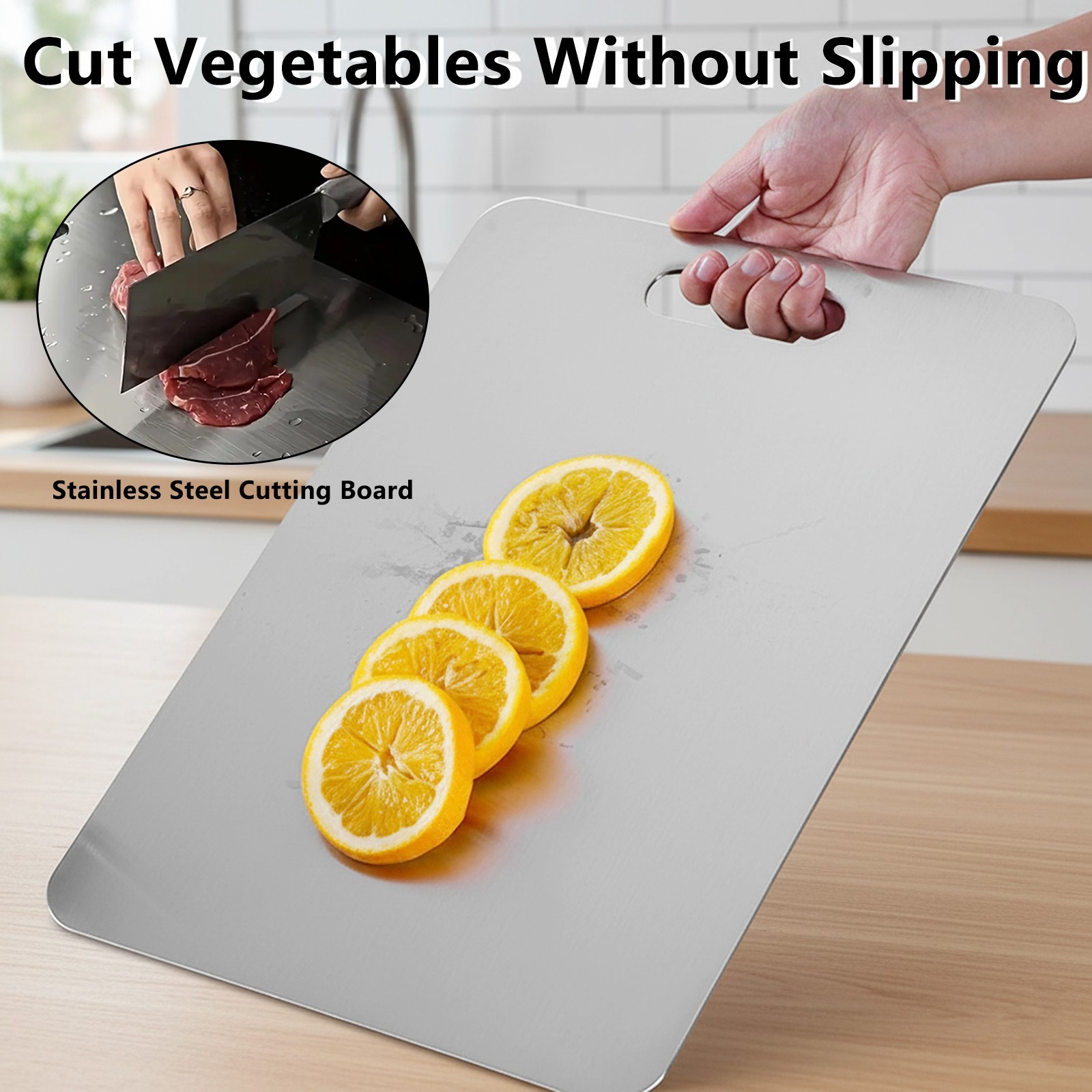 304 Stainless Steel Cutting Board Double-Sided Cutting Boards Kitchen Camping US