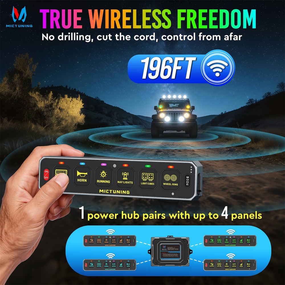 MS-Wireless 197FT RGB Switch Panel Toggle Momentary Circuit Relay Control System