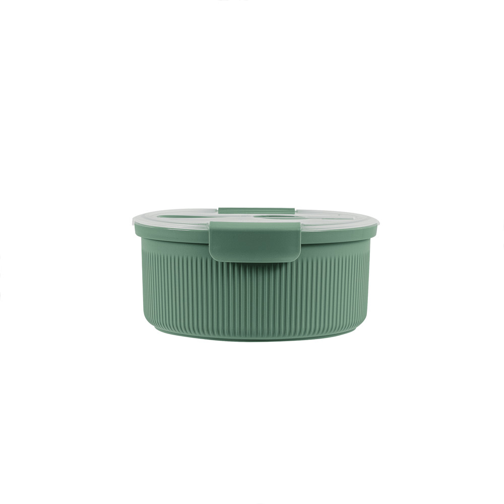 (2 pack) Food Storage Container, Round, Green, 47oz Capacity