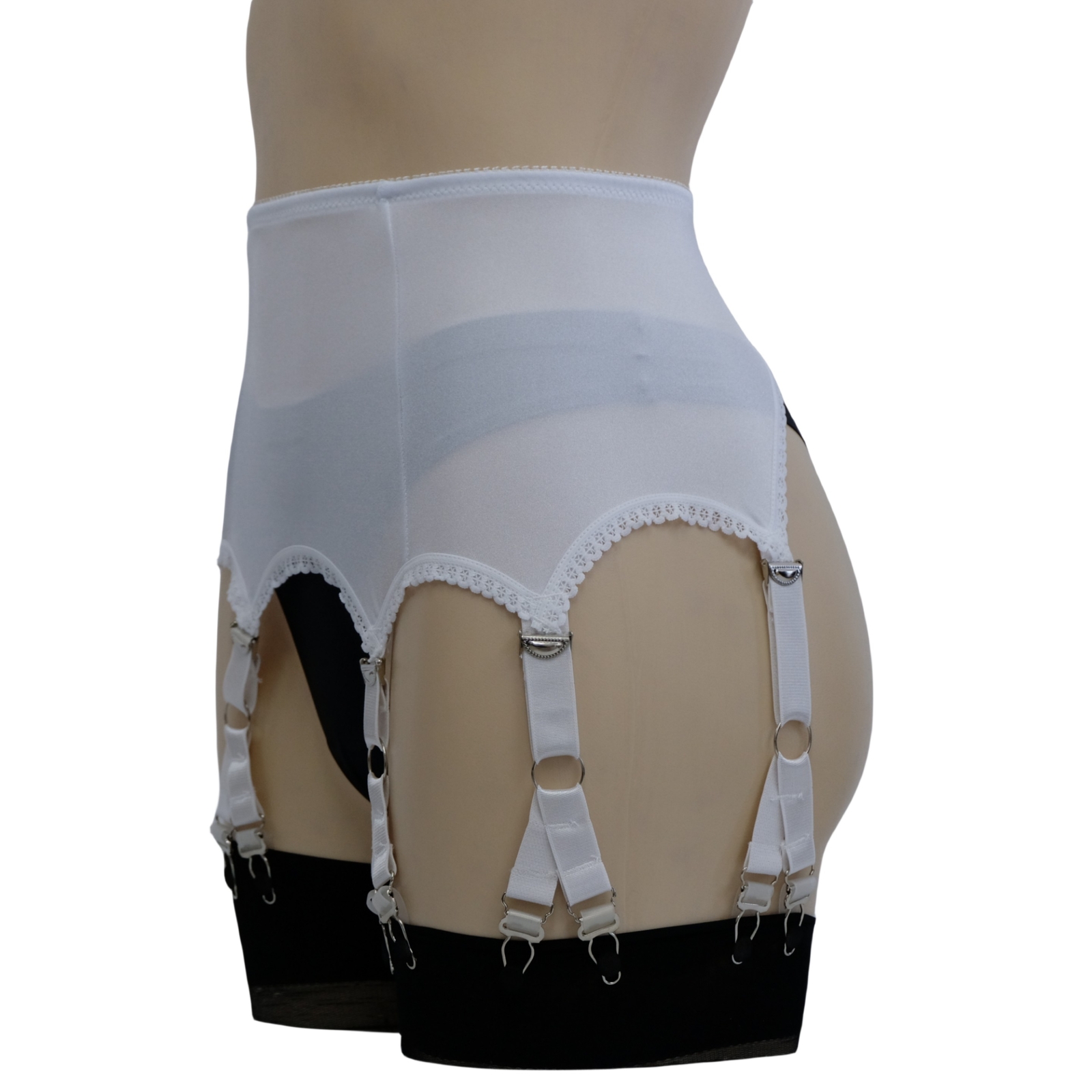 Luxallacki Stretchy 6 Straps Garter Belt with 12 Metal Claws for Women Lingerie