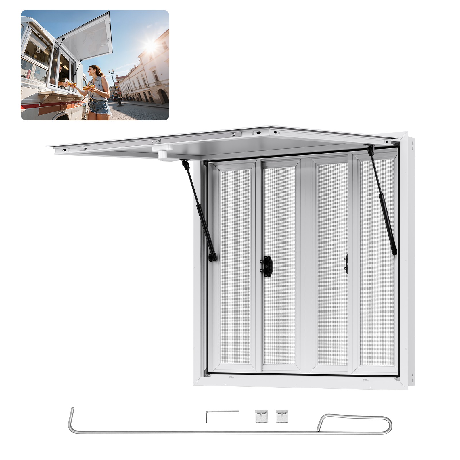 Uimoso 36x36in Aluminum Alloy Food Truck Service Window with Awning